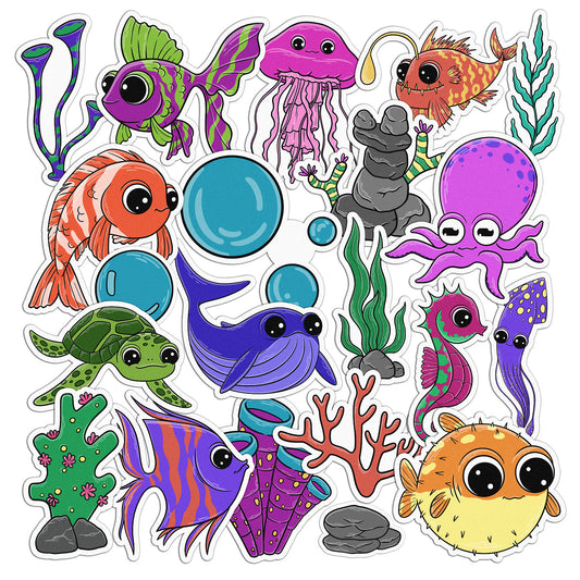 Cavka 21 PCS Sticker Pack for Laptop Under the Sea