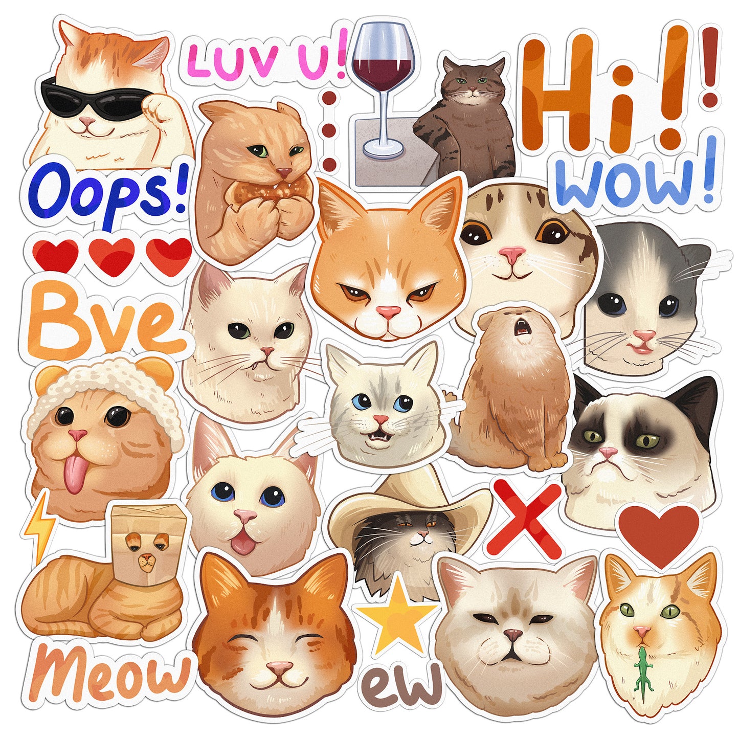 Cavka 31 PCS Sticker Pack for Laptop Meme Cats