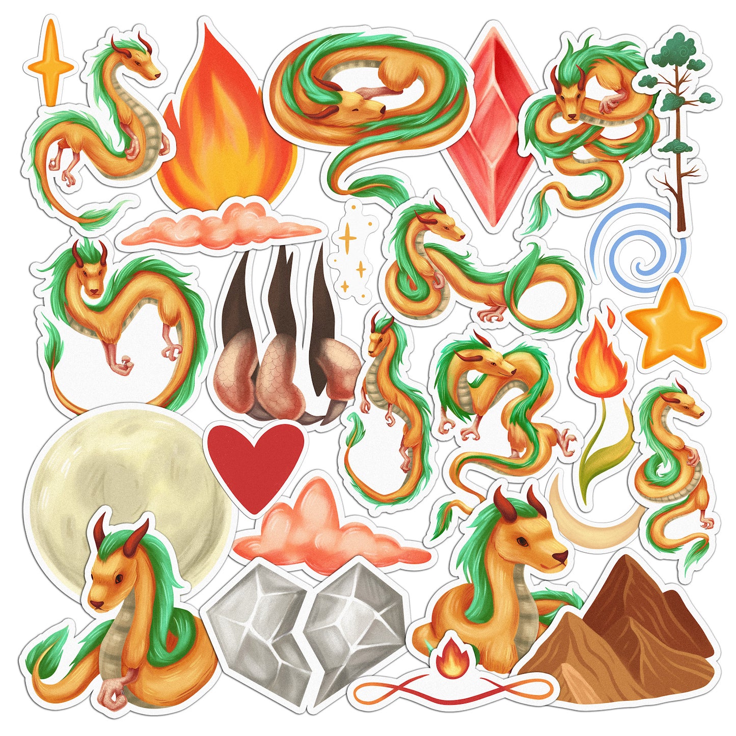 Cavka 26 PCS Sticker Pack for Laptop Dragon Art