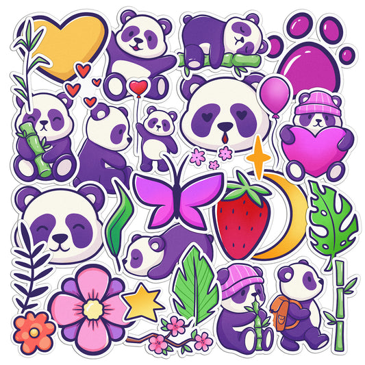 Cavka 29 PCS Sticker Pack for Laptop Purple Panda