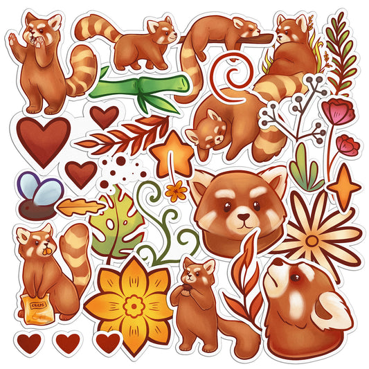 Cavka 29 PCS Sticker Pack for Laptop Red Panda