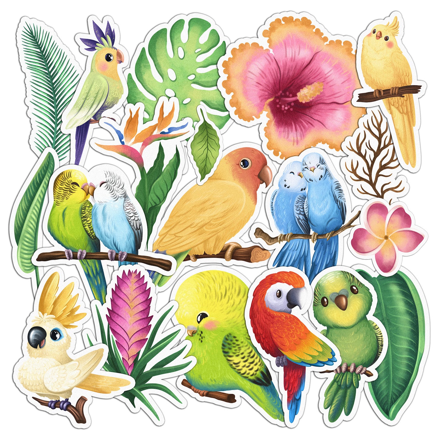 Cavka 21 PCS Sticker Pack for Laptop Cute Parrots