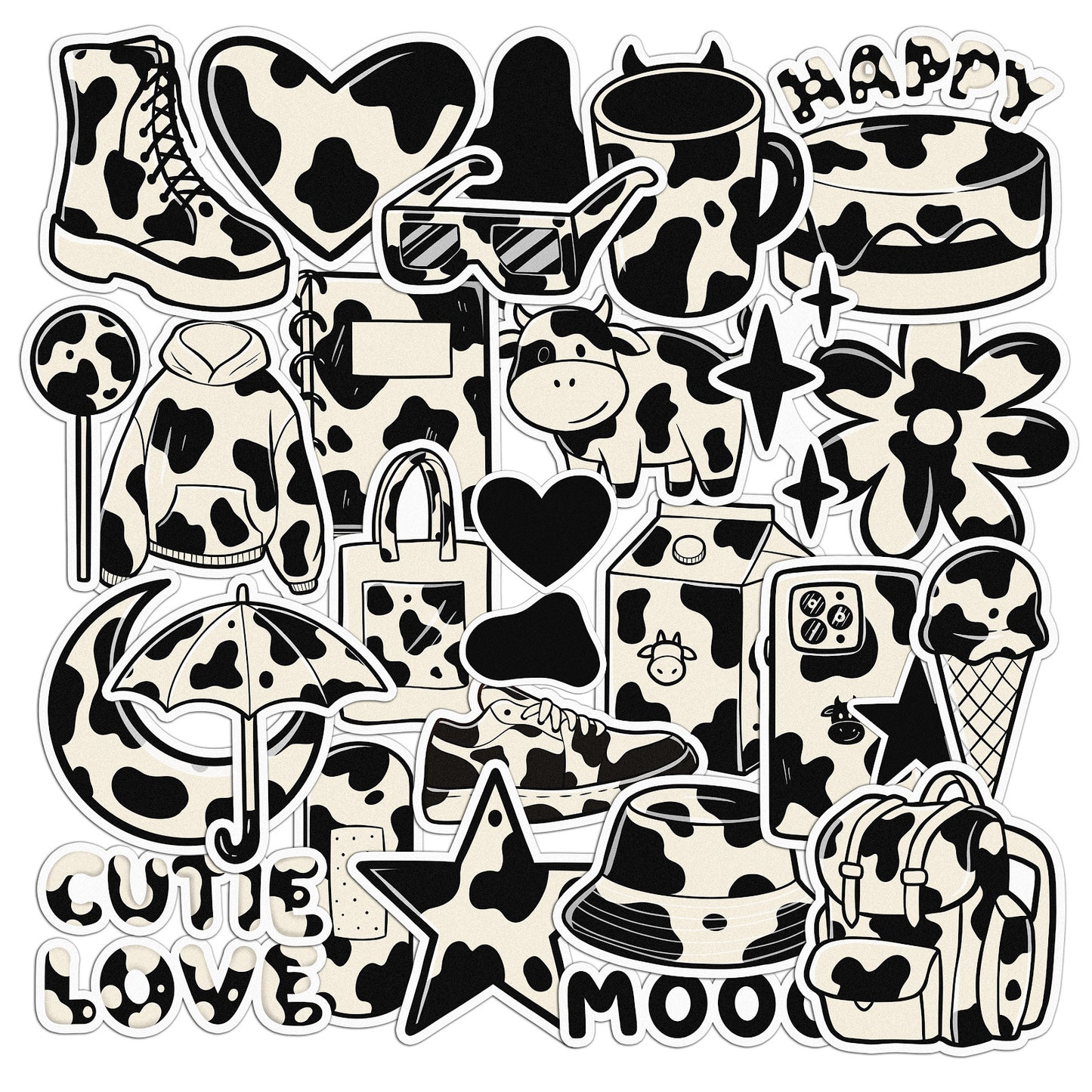 Cavka 30 PCS Sticker Pack for Laptop Moo Cow Art