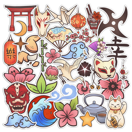 Cavka 35 PCS Sticker Pack for Laptop Japanese Art