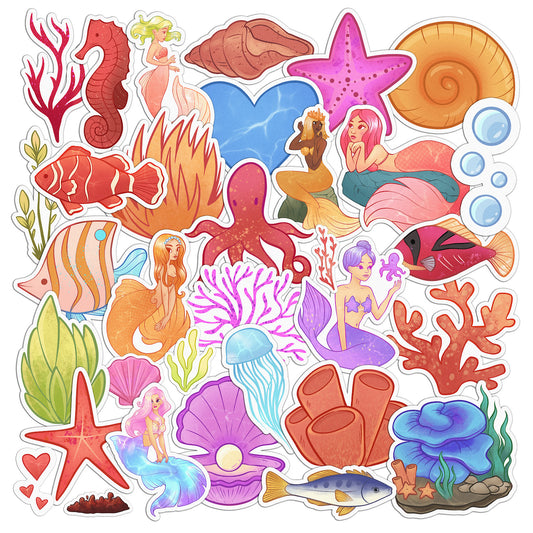 Cavka 33 PCS Sticker Pack for Laptop Under the Sea