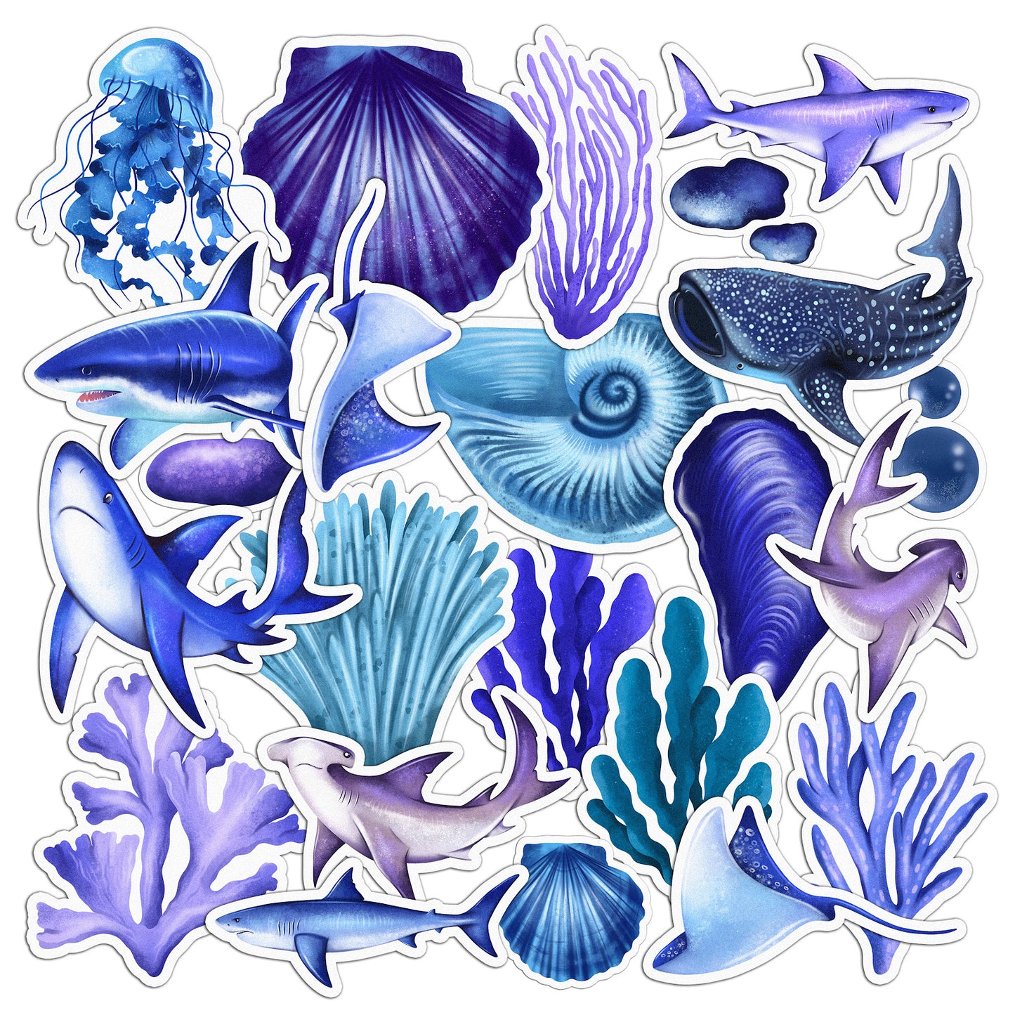 Cavka 24 PCS Sticker Pack for Laptop Under the Sea