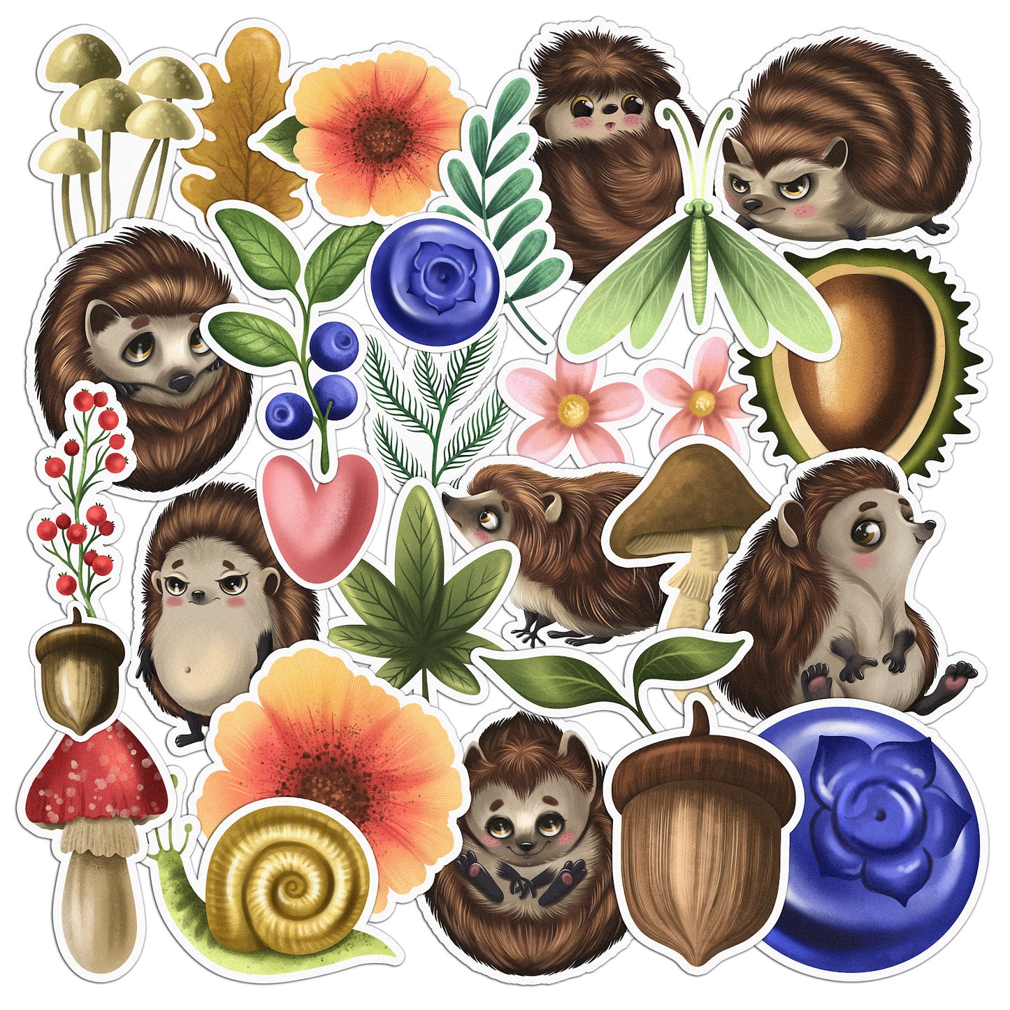 Cavka 28 PCS Sticker Pack for Laptop Floral Fedgehog