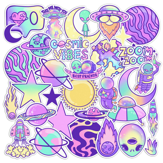 Cavka 32 PCS Sticker Pack for Laptop Trippy Universe