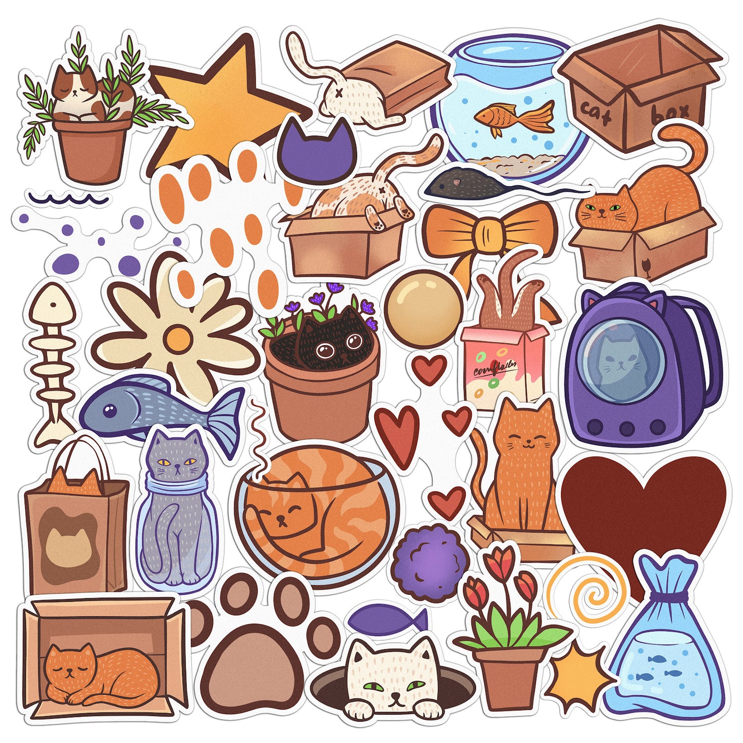 Cavka 36 PCS Sticker Pack for Laptop Cute Kitties