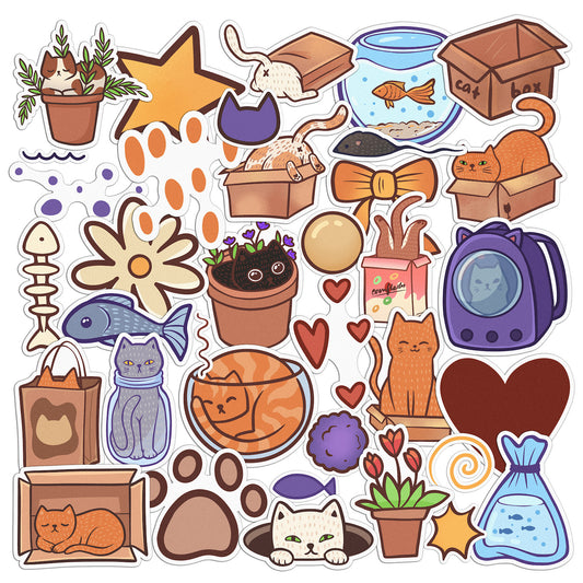 Cavka 36 PCS Sticker Pack for Laptop Cute Kitties