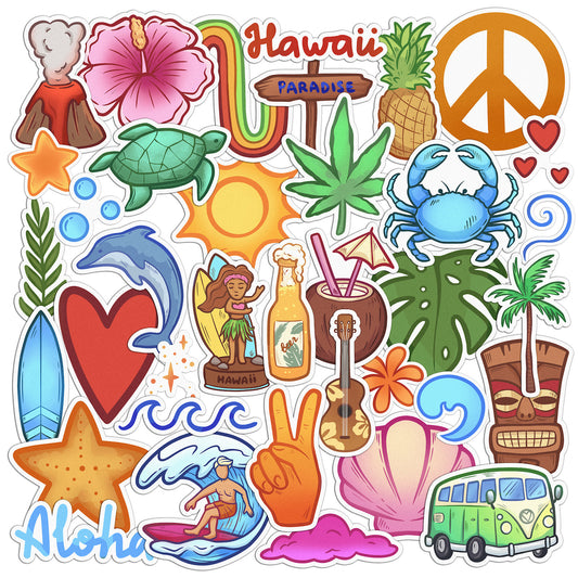 Cavka 37 PCS Sticker Pack for Laptop Aloha Vibes