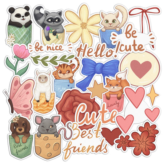 Cavka 26 PCS Sticker Pack for Laptop Cute Animals